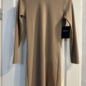 BYLT Basics Long Sleeve Tan Dress